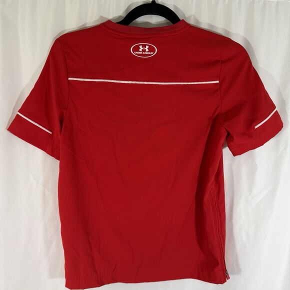 Under Armour Shirt Boys YMD Red Short Sleeve 1/4 Zip Pullover Crew Neck - Picture 8 of 10